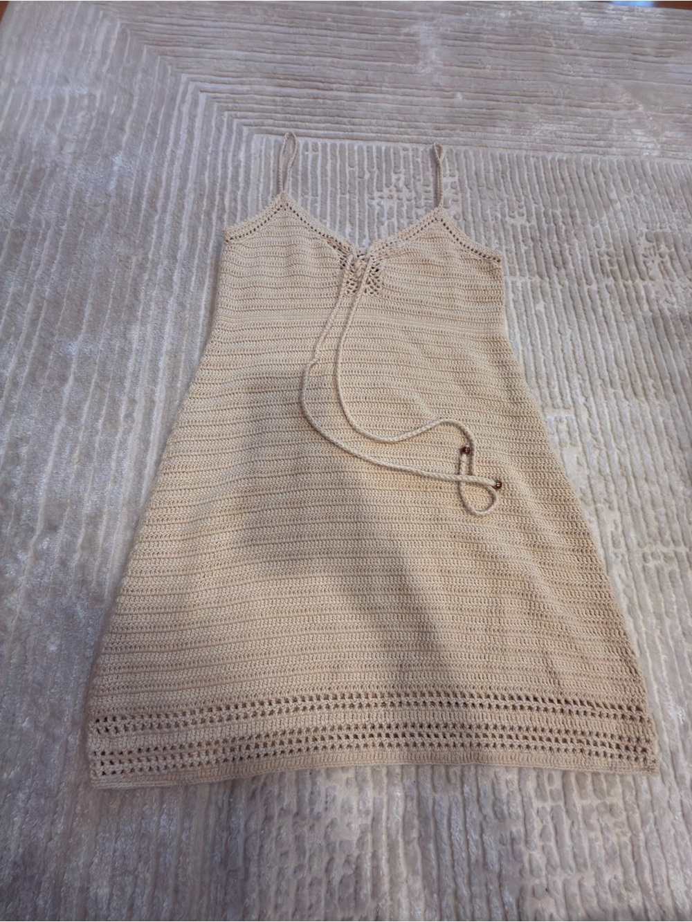 INTERMIX Beige Crochet Mini Dress